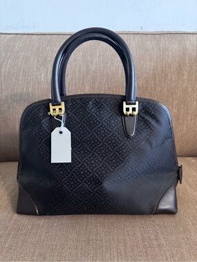 Bally Black Monogram Satchel with Gold Hardware
